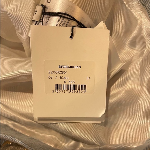 NWT $565 Sandro Orcan Metallic Jacquard Jacket Coat - Picture 8 of 8